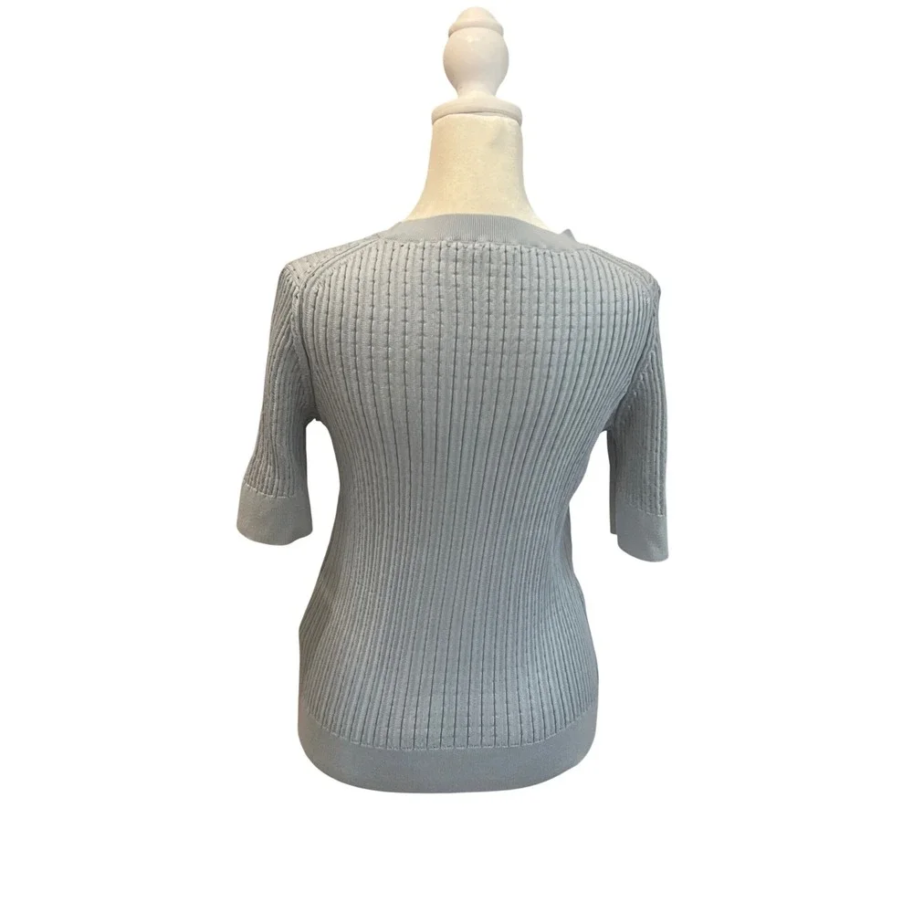 COS Light Blue‎ Ribbed Knit Short Sleeve Sweater Top size Small